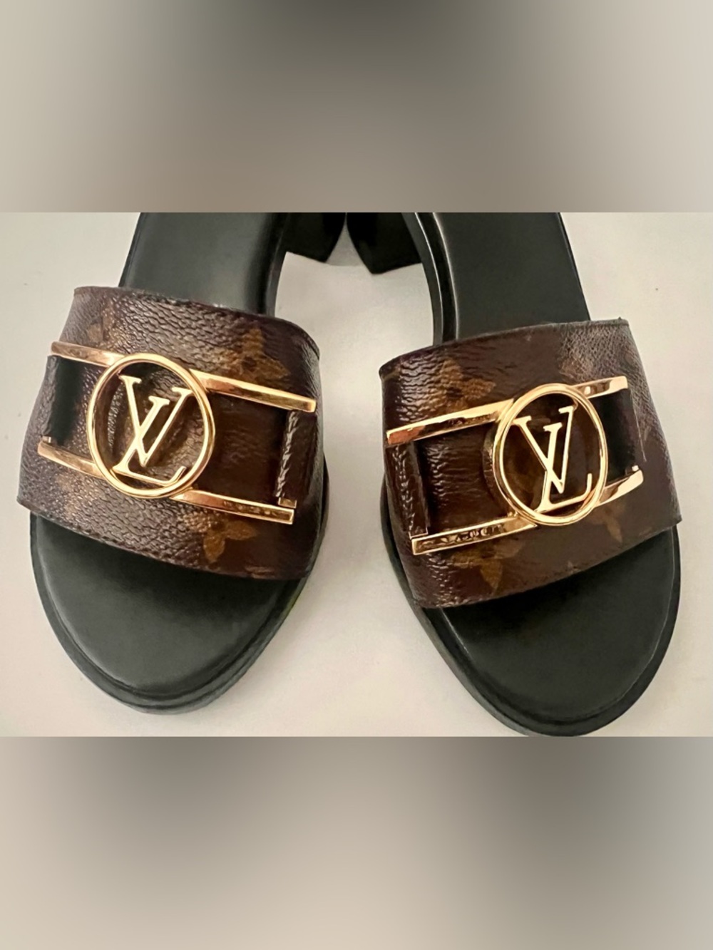 Louis Vuitton Brown Monogram Canvas Lock It Slide Sandals Size 38 - Picture 4 of 13